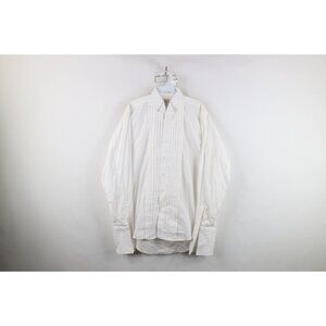 Vtg 90s Streetwear Mens 16.5 34/35 Ruffled French Cuff Tuxedo Prom Dress Shirt
